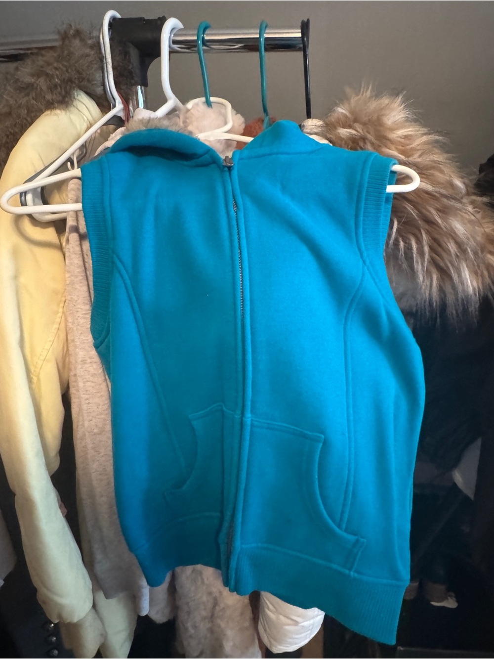 Old Navy Teal Blue Sleeveless Zip Hoodie Vest